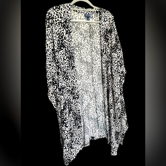 Scoop NYC Tops - Scoop Black and White Animal Print One Size Lightweight Kimono, Women’s Sz M/L
